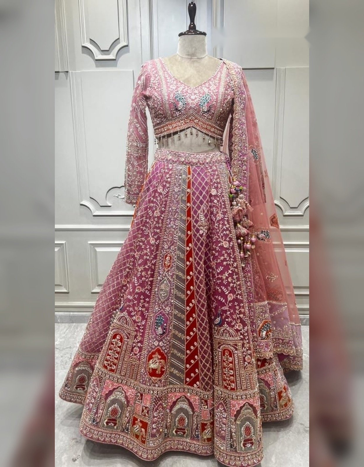 Dusty Rose Embroidered Lehenga Choli