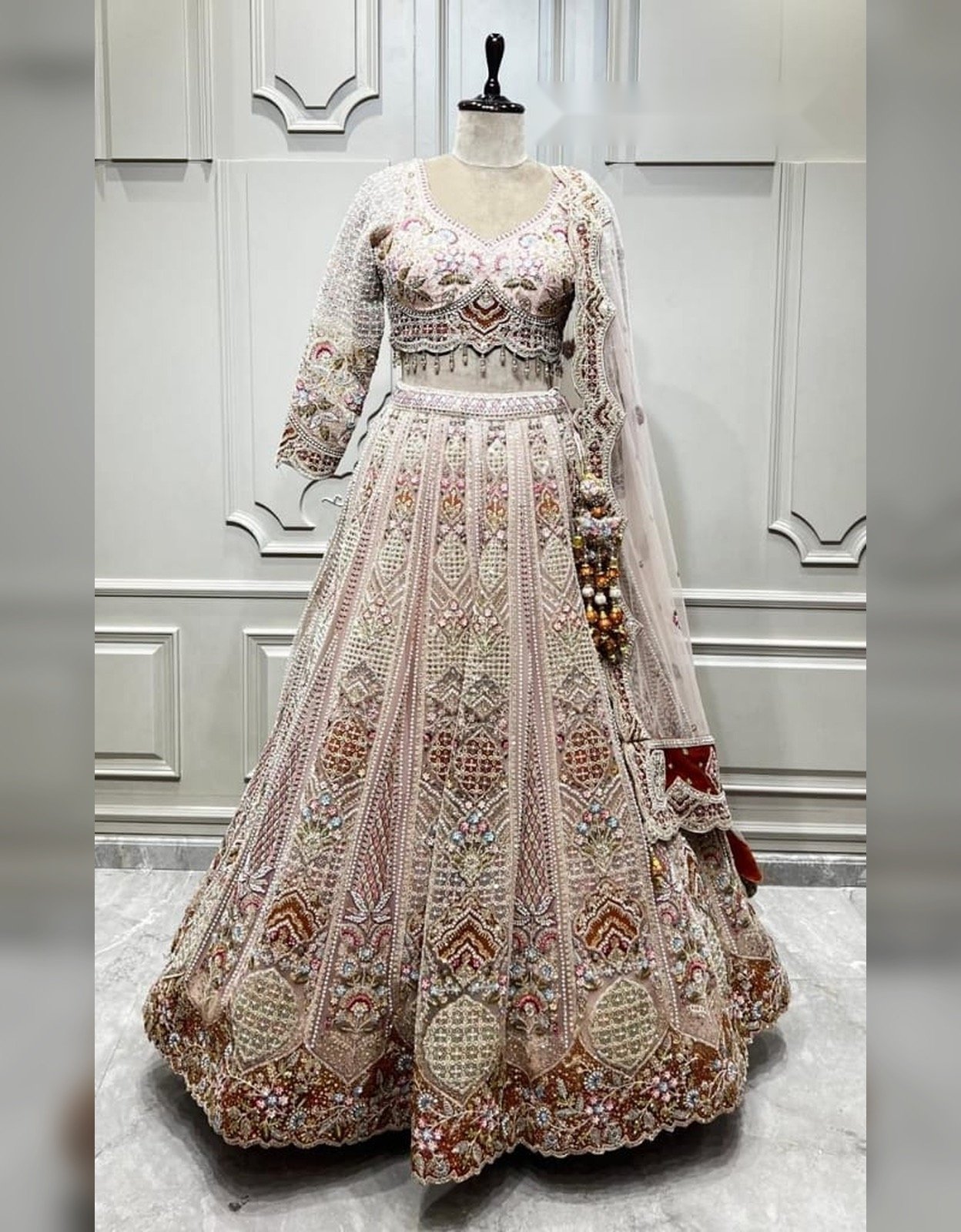 Ivory Blush Heavily Embroidered Lehenga
