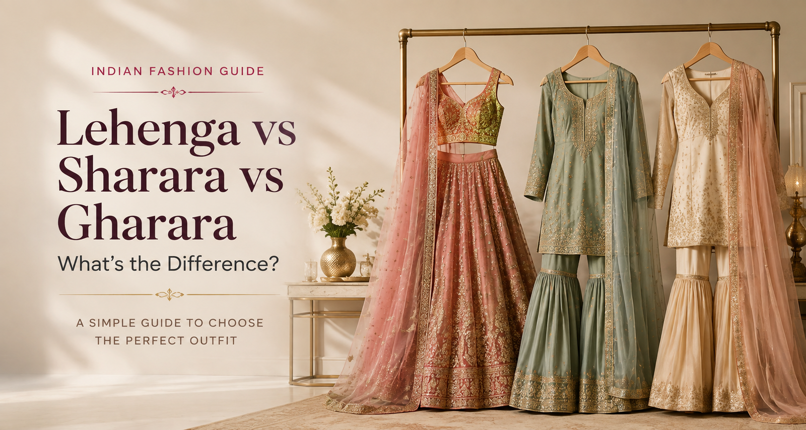 Lehenga, sharara and gharara styles comparison