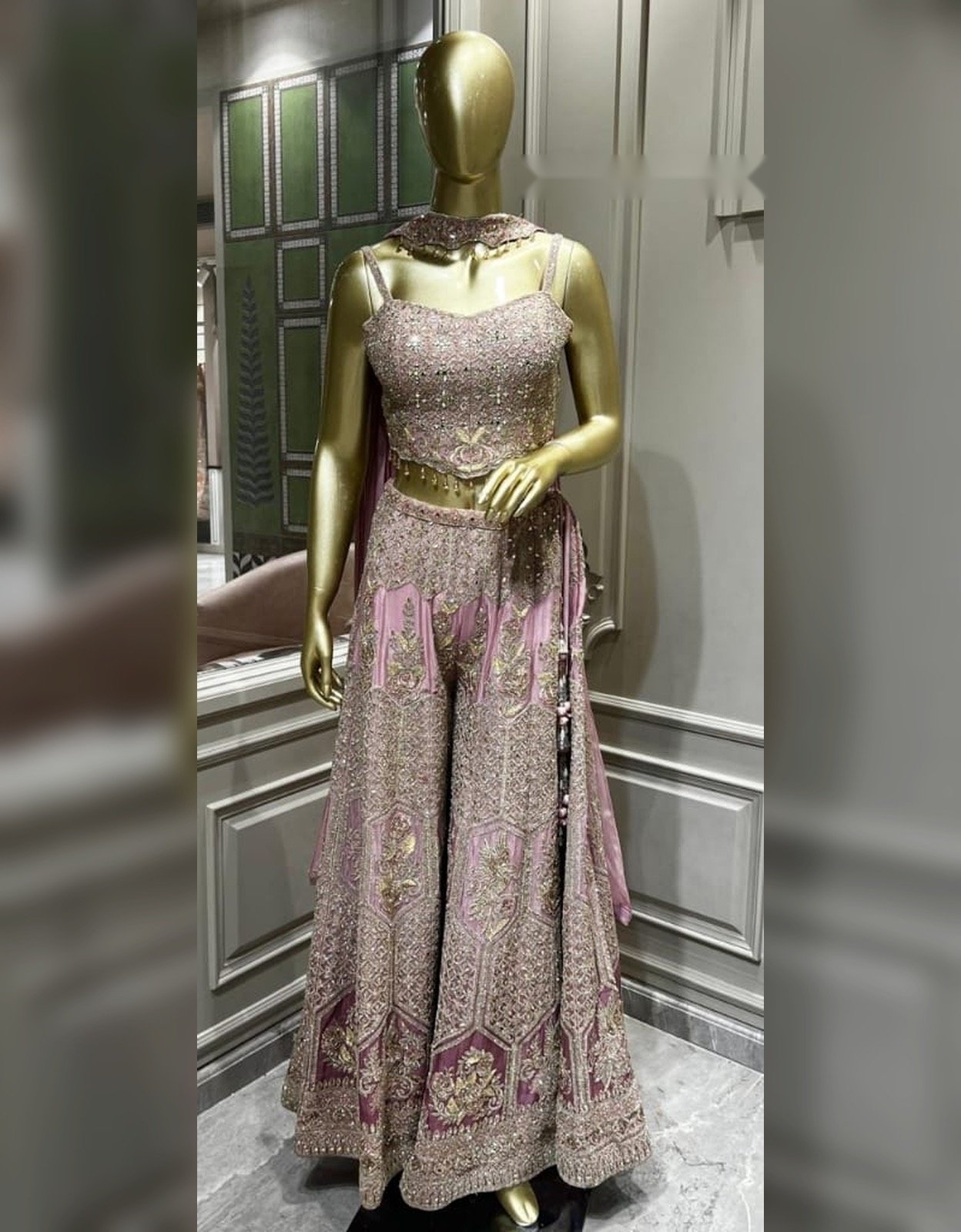 Mauve Embroidered Lehenga Set