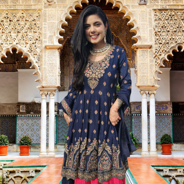 Contrasting peplum suit with skirt indian woman's clothing
