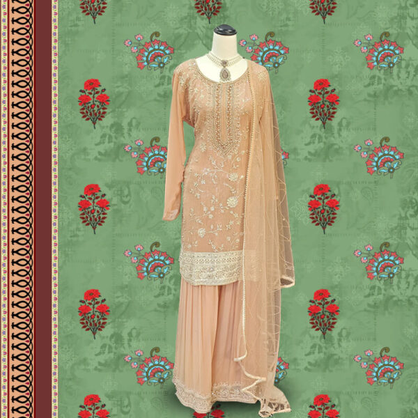 Pastel orange gharara with dainty embroidery indian Indian Women Clothing