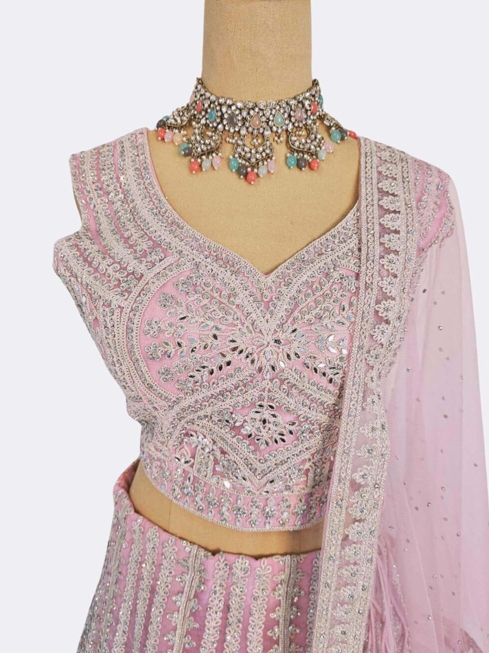 Lilac lehenga with silver embroidery