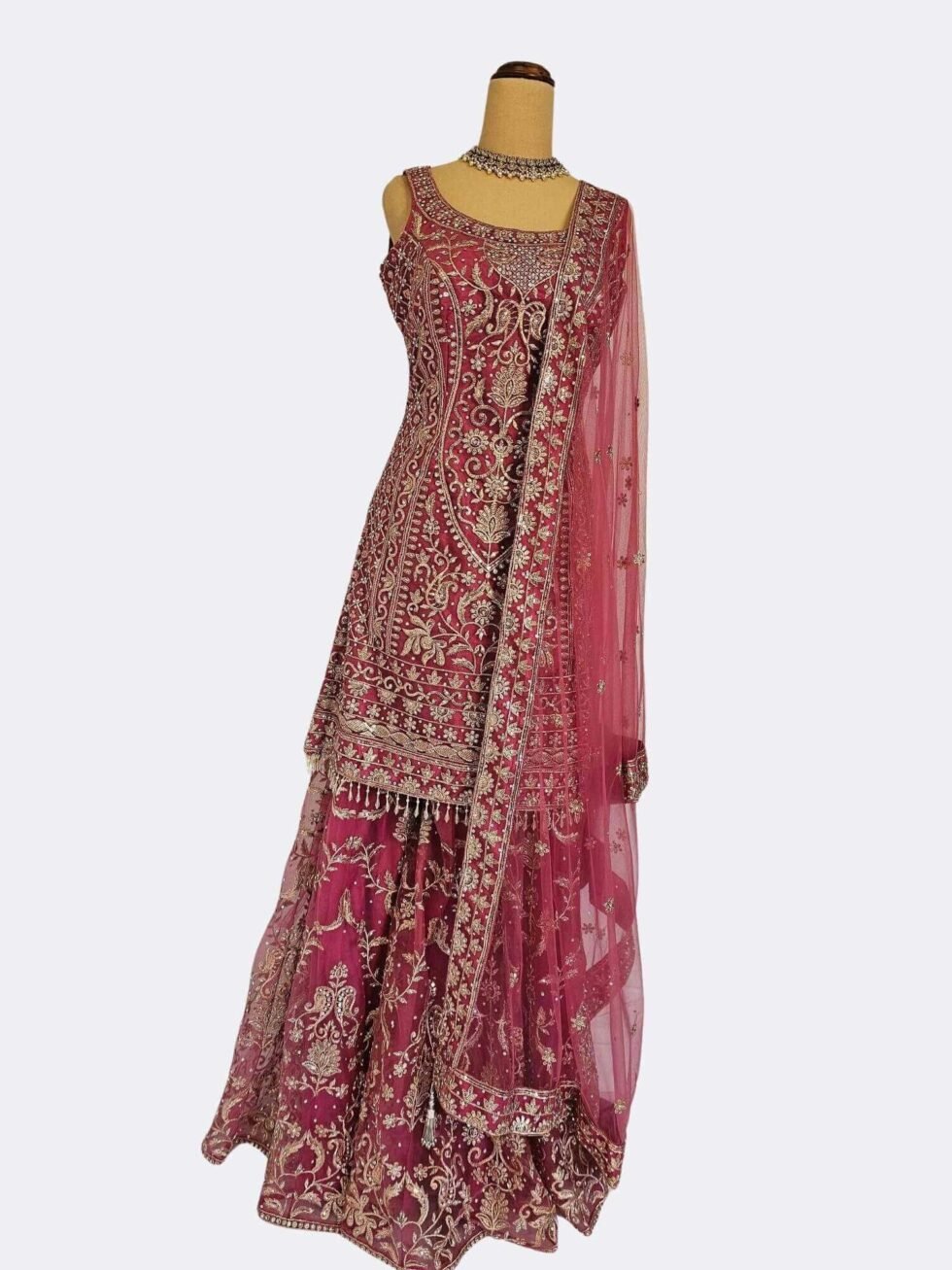 Pink sharara with golden embellishment