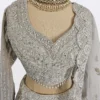 Beigh Lehenga with silver embroidery