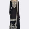 black gharara with silver embroidery-main