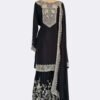 Black gharara with silver embroidery